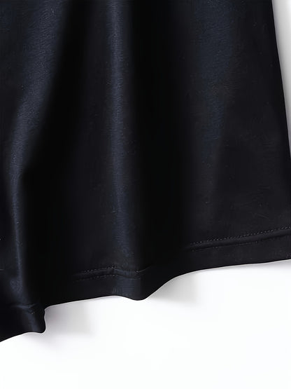 [Halloween Pumpkin T-Shirt] Halloween Pumpkin Graphic T-Shirt for Women | Casual Crew Neck Short Sleeve Top, 95% Polyester 5% Elastane, Knit Fabric, All Seasons, 200gsm - Black