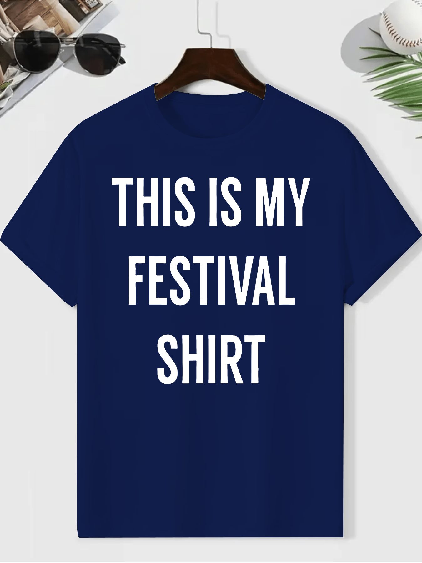 Men's "This Is My Festival Shirt" Graphic Tee - Gray Casual Crew Neck Short Sleeve T-Shirt, Lightweight & Breathable Polyester Blend, Perfect for Summer Festivals & Casual Attire