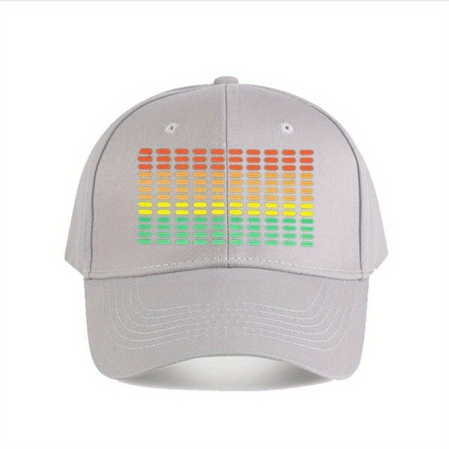 Sound Activated LED Music Equalizer Hat - RGB Lighting (Red/Green/Blue/Purple), Adjustable Snapback Baseball Cap, Breathable Polyester Nightclub & Festival Headgear for DJs, Concerts, Parties - Unisex Clubbing Cap, Music Acce