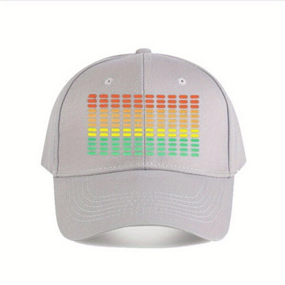 Sound Activated LED Music Equalizer Hat - RGB Lighting (Red/Green/Blue/Purple), Adjustable Snapback Baseball Cap, Breathable Polyester Nightclub & Festival Headgear for DJs, Concerts, Parties - Unisex Clubbing Cap, Music Acce