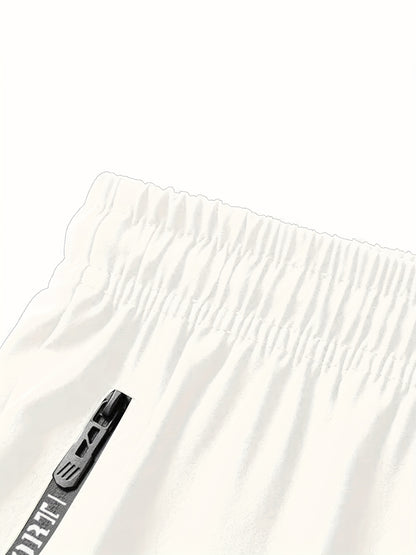 [Moisture-Wicking Shorts] Moisture-Wicking Men's Athletic Shorts | Lightweight Gym Training Shorts with Zipper Pockets & Drawstring Waist - Geometric Pattern, Machine Washable for Casual & Active Wear