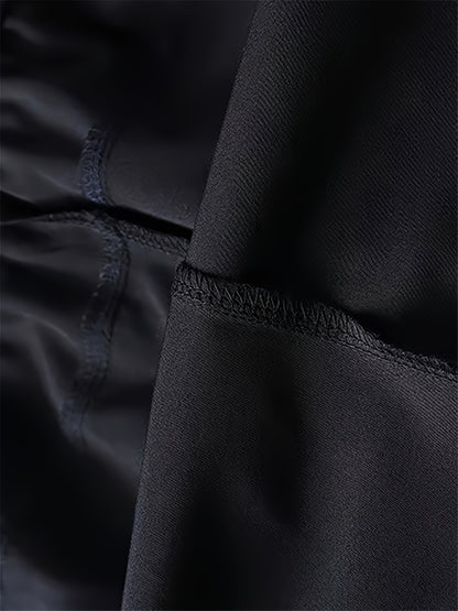 3pcs Men'S Lightweight Quick-Dry Running Shorts - Summer Casual Sport, Loose Fit, Zipper with White Accents, Elastic Waistband, Zipper Pockets, Polyester and Spandex Blend, Large Size