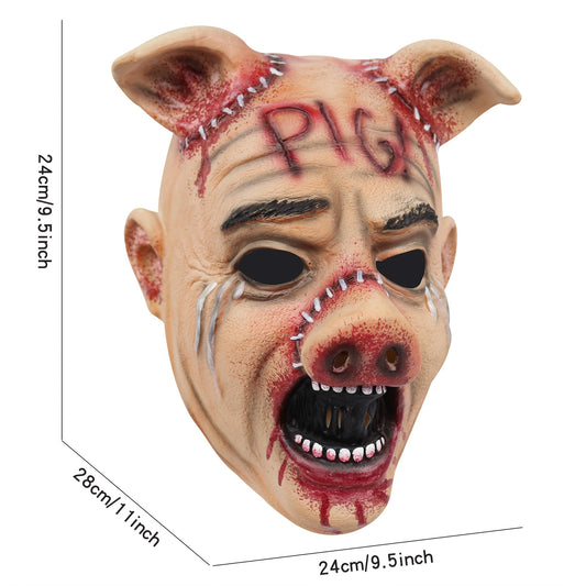 [Halloween] 1pc Realistic Horror Pig Mask - One-Size-Fits-Most Adults With Bloody Wounds, Menacing Eyes - Latex Halloween Costume Mask For Horror Parties, Halloween Costumes, Themed Events - Scary Pig Face Makeup Prop, Hallow