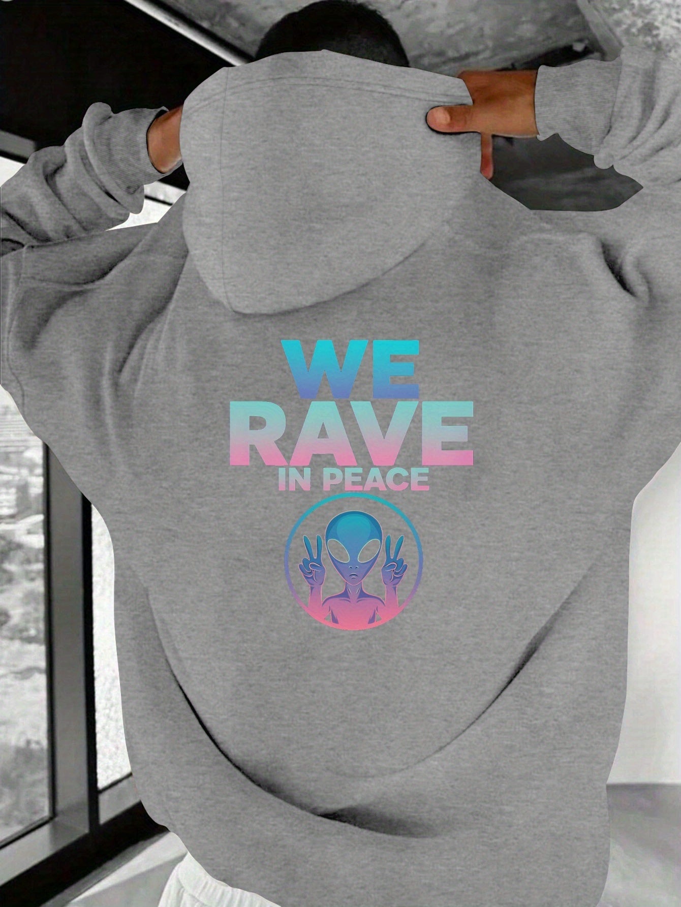 WE RAVE IN PEACE with Alien Men'S Casual Hoodies