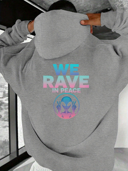 WE RAVE IN PEACE with Alien Men'S Casual Hoodies
