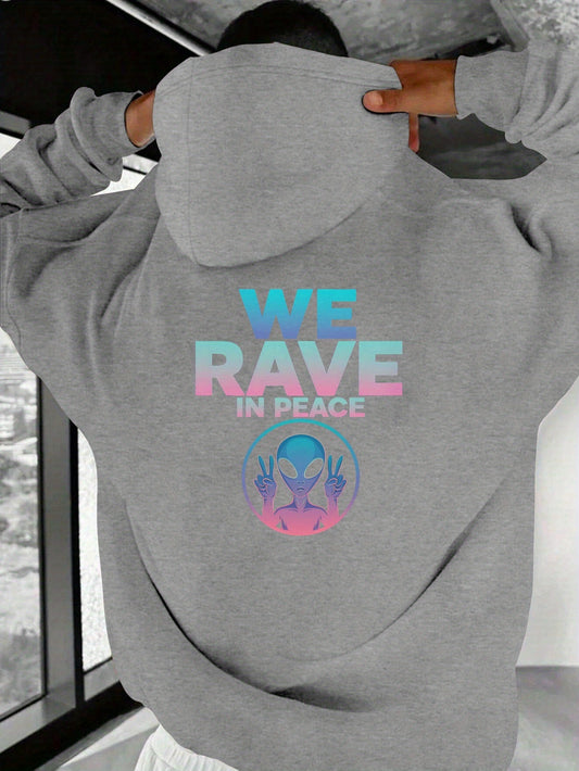 WE RAVE IN PEACE with Alien Men'S Casual Hoodies