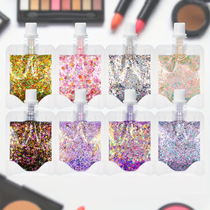 2pcs mermaid Gel Body Glitter- Vibrant Sequin Mermaid Makeup, Eye Shadow & Face Patch, Ideal for Beach & Party Looks, Very suitable for music festivals,Beach Makeup|Vibrant Glitter |Colorful Glitters