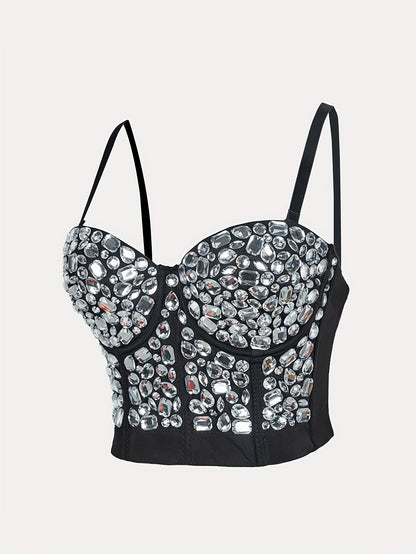 Elegant Rhinestone Fishbone Cami Top for Women