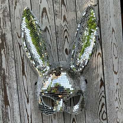 1 Stylish Rabbit Half Mask - Disco Reflective Bunny Mask - Suitable for Costume Parties, Easter, and Halloween - Home Decor
