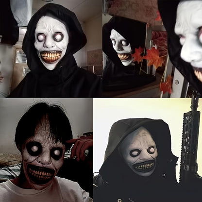 [Scary Zombie Mask Set] Scary Halloween Zombie Mask Set - 1pc Clown & Demon Dual Design | Lightweight Breathable Plastic | Cosplay/Haunted House Party | Fangs Included