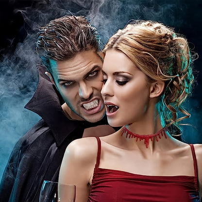 [Vampire Cosplay Set] 2/15pcs/set Halloween Vampire Cosplay Costume Accessories Set | Blood-Dripping Collar, Gloves, Long Stockings - Festival Role-Playing Outfit Decorations, Bat Costume Gift, Party Supplies for Events, Part