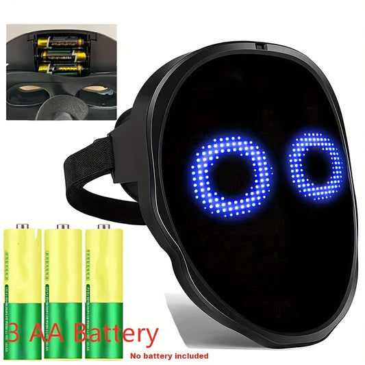 Party LED Light Mask Gesture Sensing Intelligent Display LED Mask Face Mask App Control Pretend Playful Face Mask Battery Powered Batteries Not Included Suitable for Makeup Parties, Christmas, Carnival and Themed Events, Hall