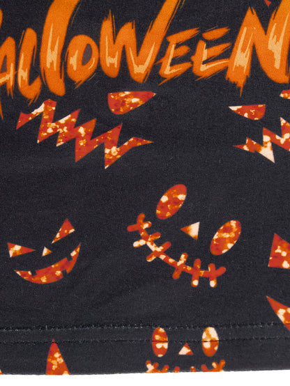 Women'S Halloween Skull 3D Print Top & Skirt Set - Black with Orange Pumpkin & Bat Design, Short Sleeve Crop Top & Mini Skirt, Perfect for Festive Occasions, Festive Attire|Playful Print|Short Sleeve Top, Halloween Costume