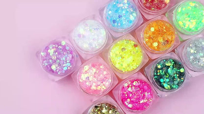 12 Colors Quick Dry Glow-in-the-Dark Glitter Gel - Water-Based, Self-Adhesive Neon Glitter for Women, Perfect for Mardi Gras, Halloween, Party & Festival Makeup, Body Glitter|Vibrant Glitter|Waterproof Glitter, Glitter Eyesha
