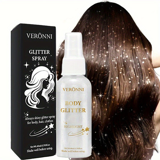 Glitter Highlighter spray, face body collarbone hair spray, Holiday party highlighter spray