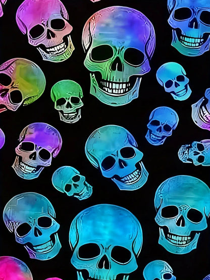 Men's 3D Skull Print Hooded Sweatshirt - Neon Glow Gothic Punk Style with Multicolor Gradient, Regular Fit Long Sleeve Pullover, Drawstring Hood & Pocket, Machine Washable Knit Fabric for Gym, Outdoor, Casual Wear (Skull Patt
