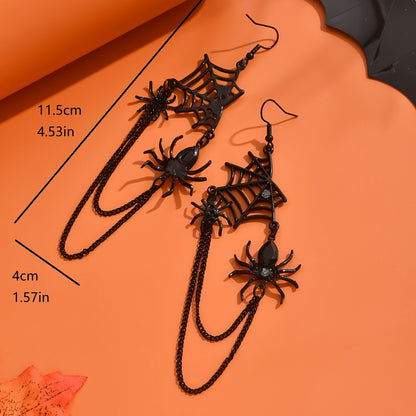 Vintage-Inspired Spider Web Dangle Earrings - Gothic Chic Drop Design with Rhinestones, Durable Zinc Alloy Construction, No Plating, Iron Ear Needle, Perfect for Halloween Festival Party Celebration, All Season Wear, and Ever