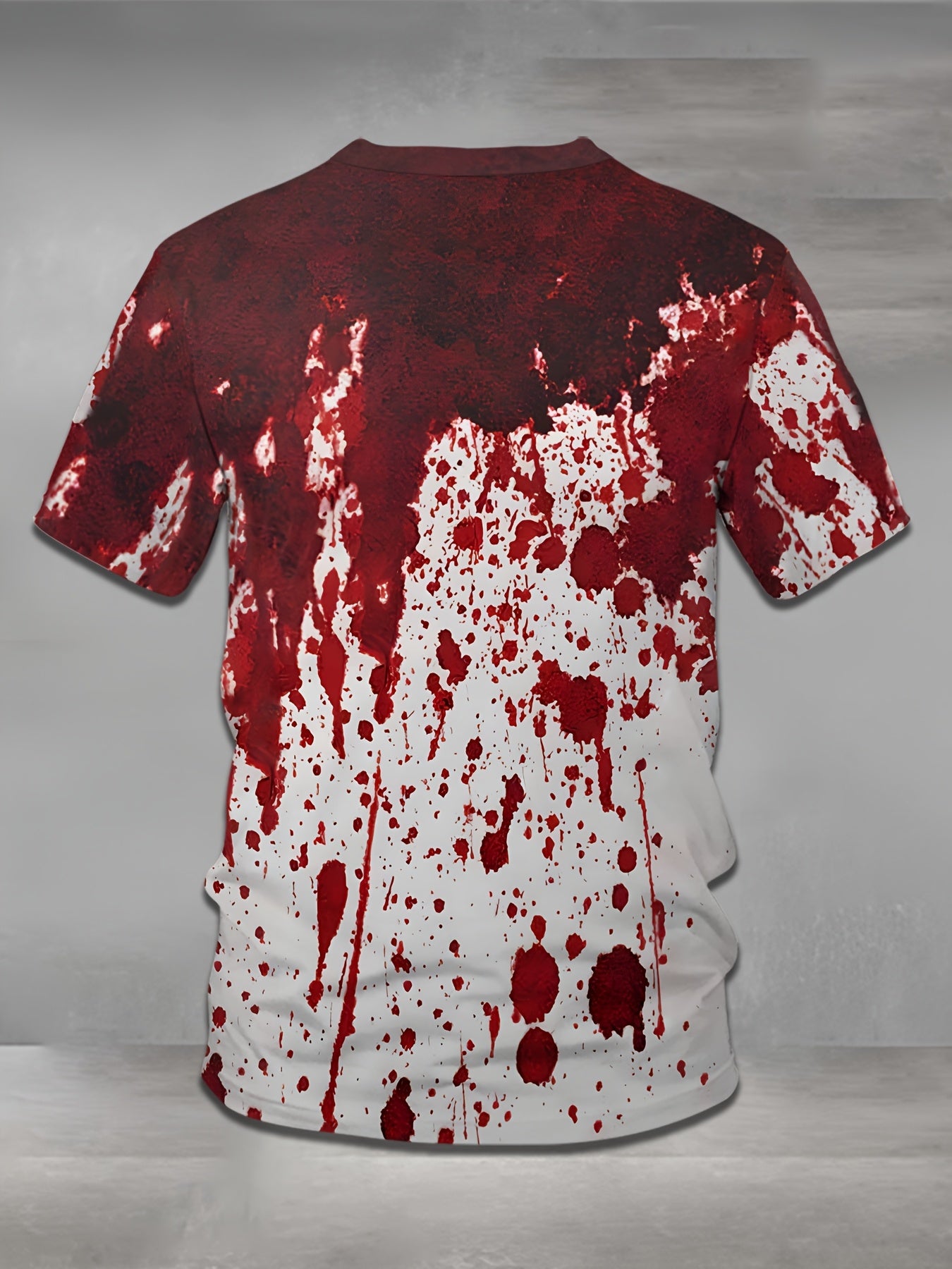 [Horror Blood Splatter Tee] Spooky Halloween Men's Horror Blood Splatter T-Shirt | Red Graphic Tee for Costumes, Parties - Non-See-Through Casual Shirt - Machine Washable for Everyday & Themed Outfits, Comfortable Fit