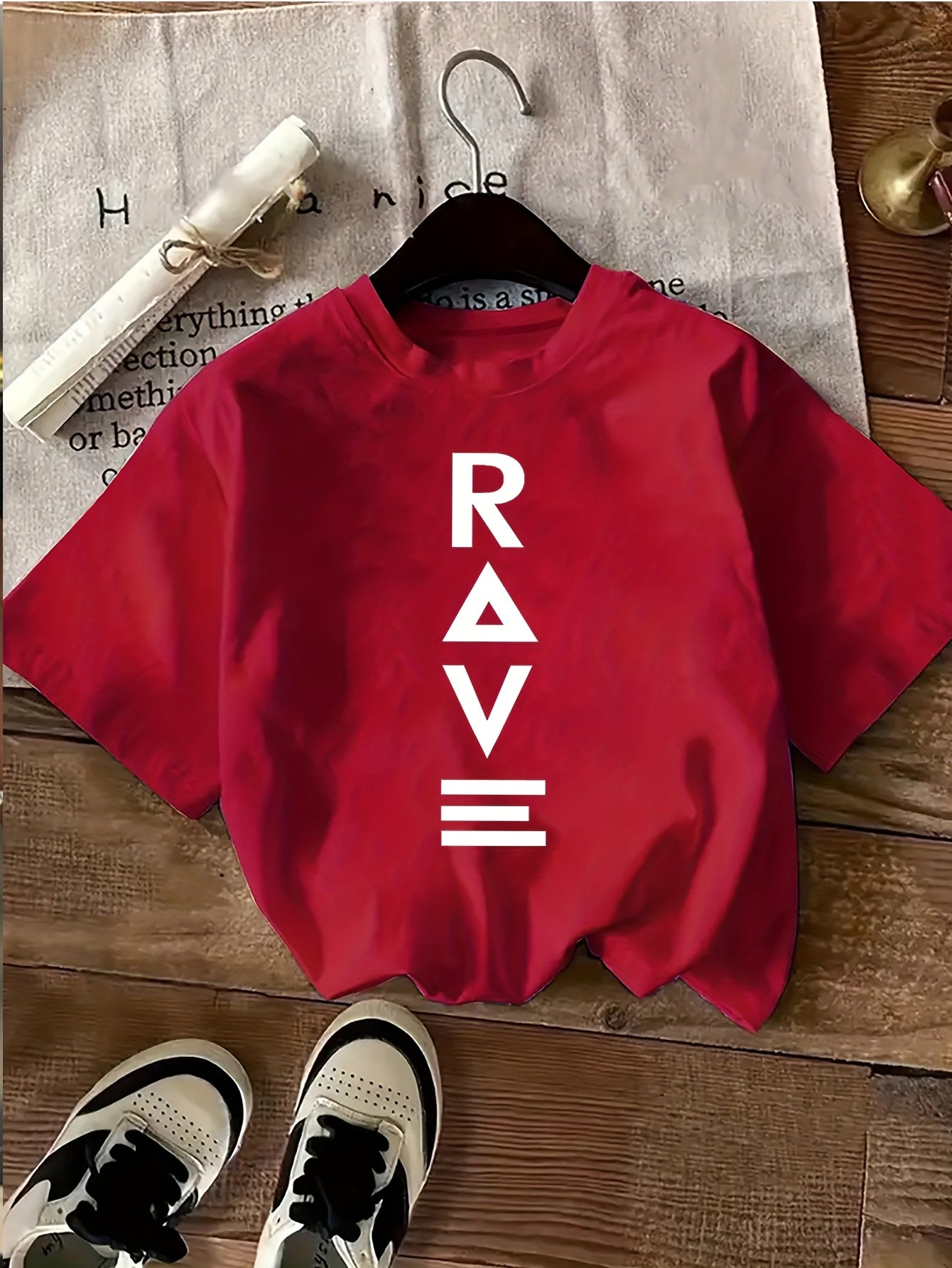 1pc Women's Crewneck T-Shirt - Black with White RAVE Typography Print, Techno Music Inspired Design, Casual Short Sleeve Tee for EDM Festivals & Summer Outings, Machine Washable, Exclusive Deal of the Day Gift Idea, T-shirt S