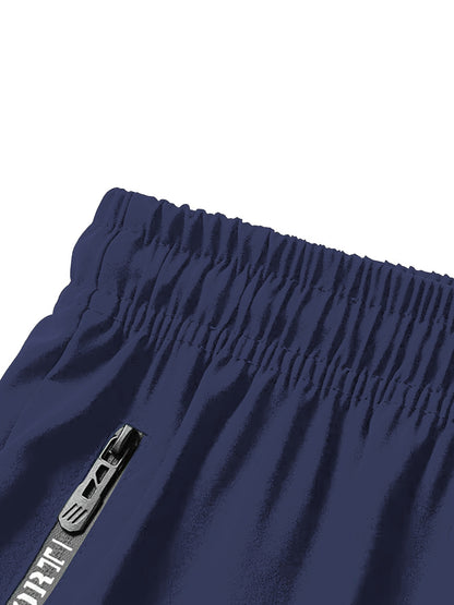 [Moisture-Wicking Shorts] Moisture-Wicking Men's Athletic Shorts | Lightweight Gym Training Shorts with Zipper Pockets & Drawstring Waist - Geometric Pattern, Machine Washable for Casual & Active Wear