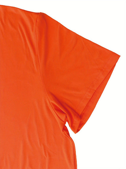 Plus Size, Women's Plus Size T-Shirt - Bright Orange with Neon BLUE-PINK RAVE Graphic - Stretchy Fabric Casual Party Outfit for Concerts, Clubwear - Everyday & Special Occasion Tops - Machine Washable All-Season Women's Cloth