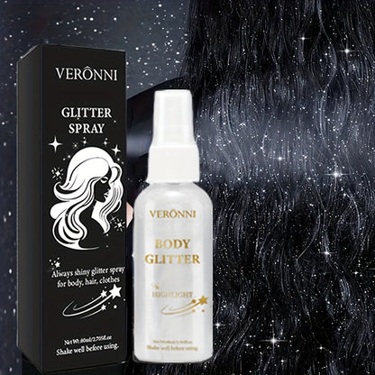 Glitter Highlighter spray, face body collarbone hair spray, Holiday party highlighter spray