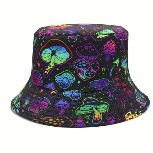 1pc Vibrant Mushroom Pattern Reversible Bucket Hat