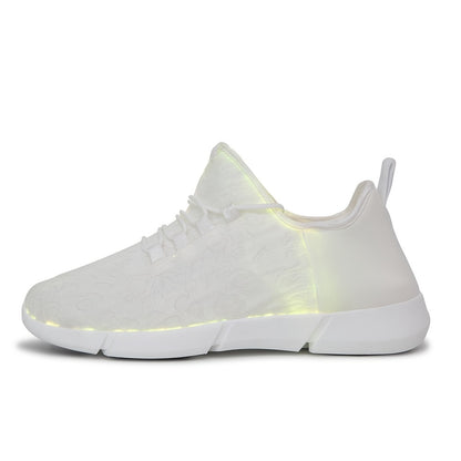 Solid Color Casual Flashing Luminous Sneakers, Lace Up Breathable Low-top Sporty Trainers, LED Rechargeable Glowing Shoes