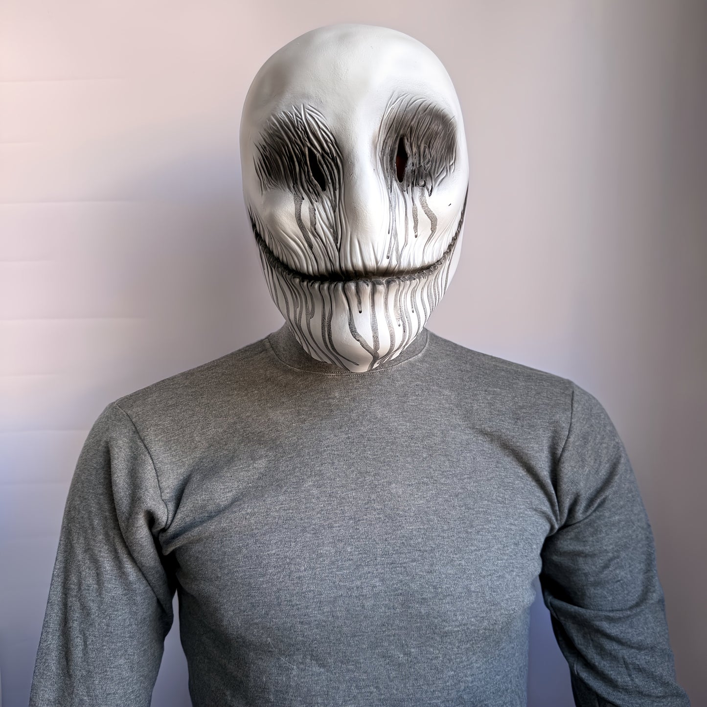 1pc Synthetic Latex Tearful White Ghost Mask - Halloween Costume Accessory, Role-Playing Party Prop, Washable Adult Size, Non-Toxic No Power Needed, Halloween Costume | Eerie Atmosphere | Durable Latex Mask