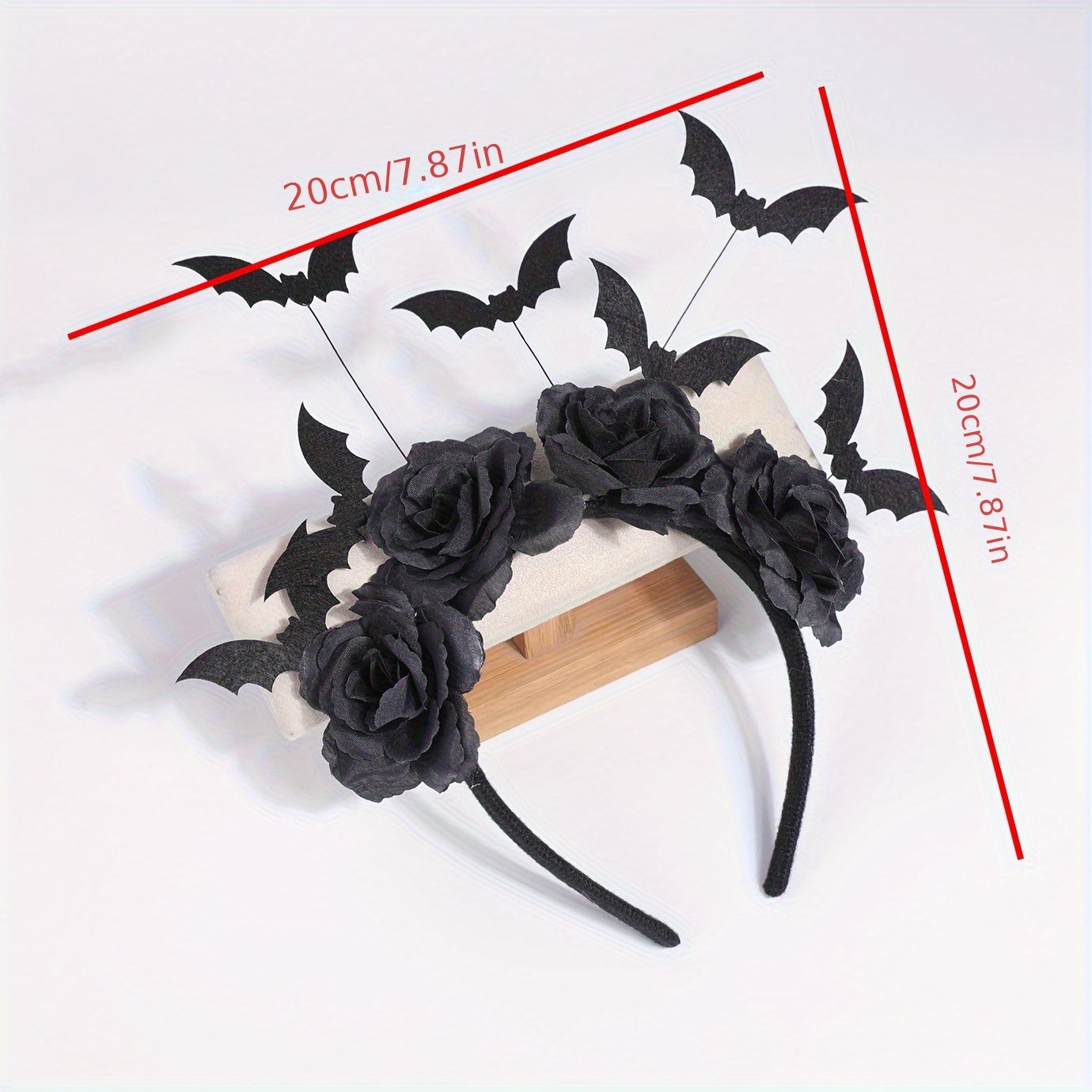 [Halloween Witch Hat Headband] Halloween Witch Hat Headband - 1pc Gothic Bat Hair Clip with Black Fake Flowers, Dark Cosplay Accessory for Women