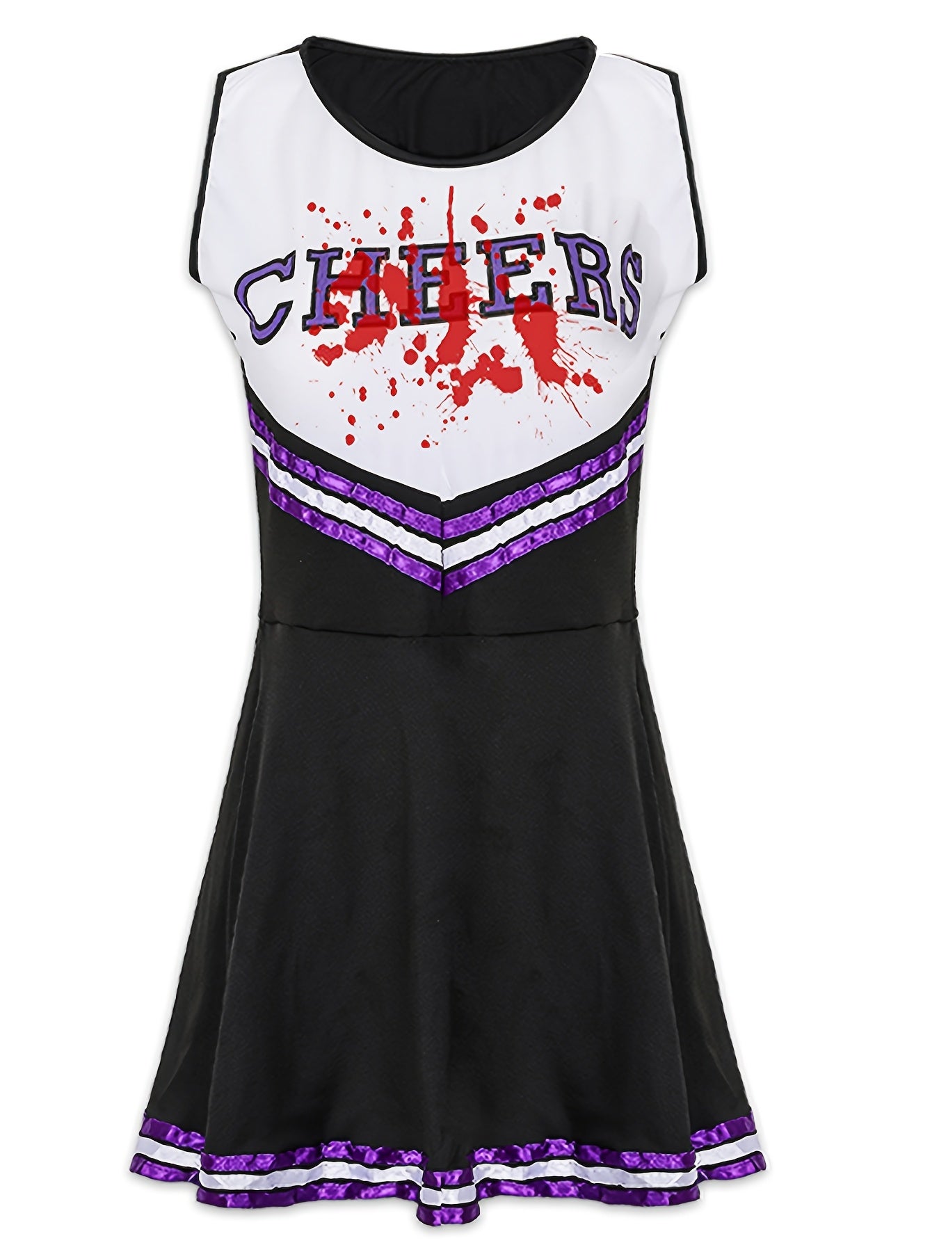 [Clothes without red pattern, with matching color DIY]Women's Zombie Cheerleader Halloween Costume, Adult Cheerleader Stockings, Adult Women's Cheerleader Dress, Zombie Costume, Halloween Scary Costume