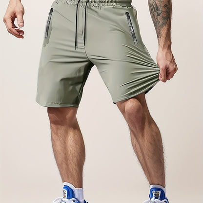 [Moisture-Wicking Shorts] Moisture-Wicking Men's Athletic Shorts | Lightweight Gym Training Shorts with Zipper Pockets & Drawstring Waist - Geometric Pattern, Machine Washable for Casual & Active Wear