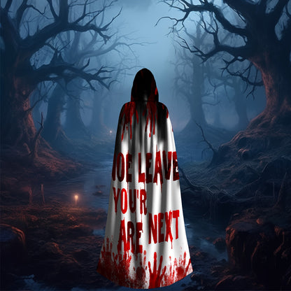 1pc Adult Horror Blood-Splatter Hooded Robe with Adjustable Tie - Realistic Fake Blood Drip Effect, Hand Wash Only, Red & Black Gothic Costume for Halloween, Themed Parties & Cosplay - Spooky Cloak with Handprint Design, Mult