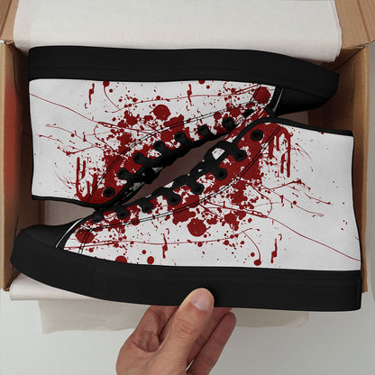 [Festive Gift Idea] Men's & Women's Blood Splatter Print High-Top Sneakers - Breathable Fabric & Rubber Sole Lace-Up Shoes for Casual, Sports, Running - All-Season Comfort, Festive Gift Idea, Casual Comfort Footwear, Sporthy