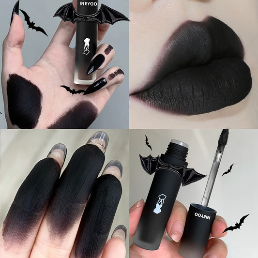 Intense Gothic Matte Nourishing Lip Gloss, Creating a Mysterious And Deep Makeup Look with Long-Lasting Color Payoff. Exquisite And Compact, Easy to Carry, a Must-Have for Parties And Travel. Includes One Black Bat-Shaped Cra