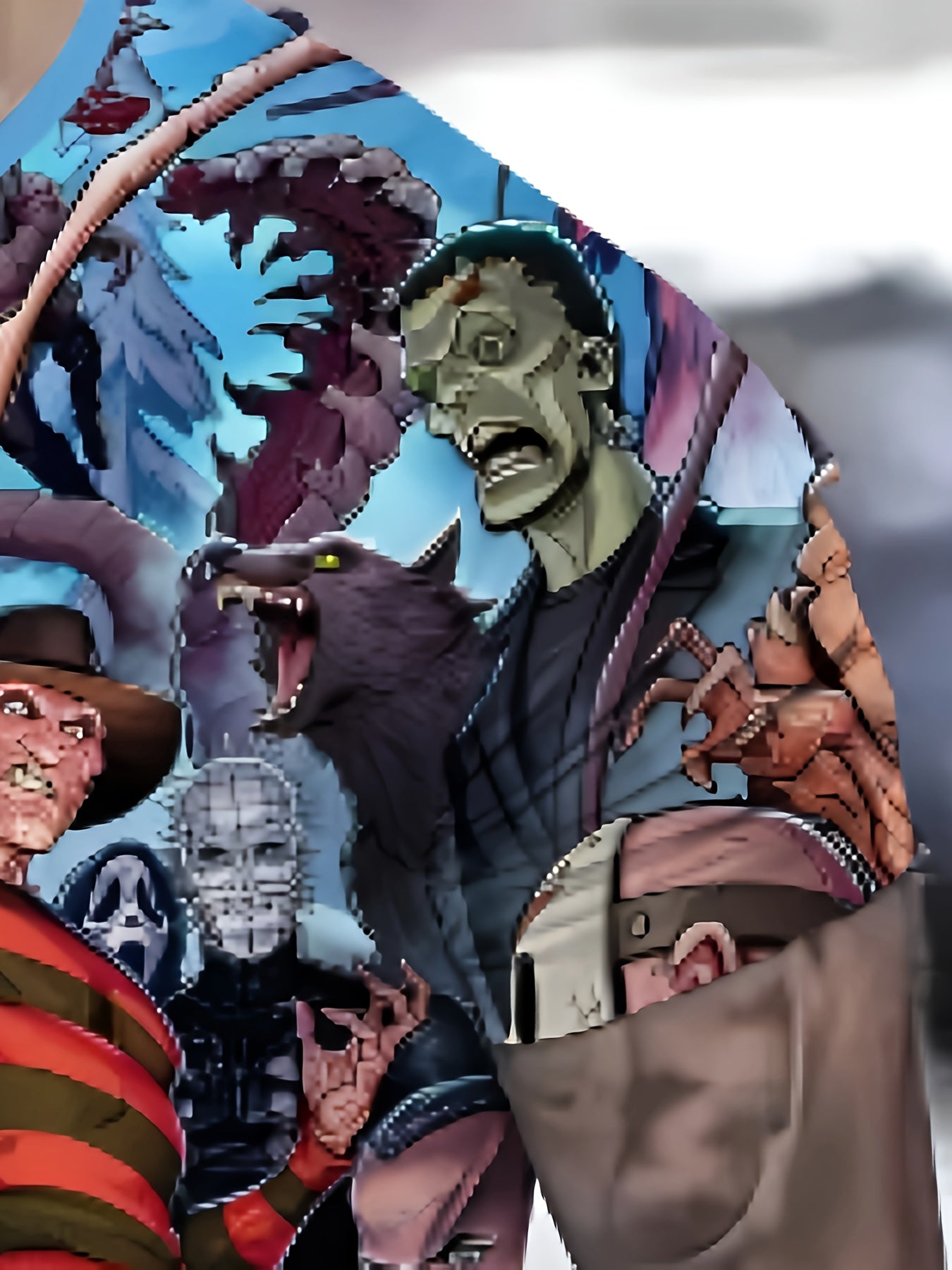 [Horror-Themed 3D Print Tee] Men's Casual Short Sleeve T-Shirt with Vibrant Horror-Themed 3D Digital Print - Freddy Krueger, Jason & Michael Myers Graphic Design - 100% Polyester, Machine Washable, Regular Fit Summer Tee, Com