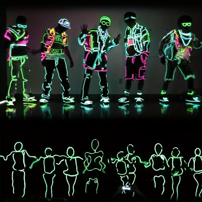 1pc Funky LED Neon Light-Up Wire Cable for Costumes, Parties & Raves - Adjustable Headband, 6 Colors (Blue/Green/Orange/Pink/Purple/White), Battery-Powered (No Batteries Included), Safe Low-Power Design for Halloween, Christm