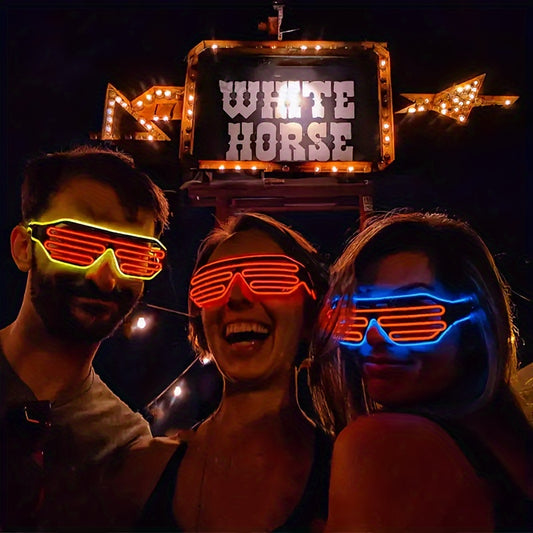 LED Glow Glasses, PC Material, Black Color, Battery Powered, ≤36V Operating Voltage, Non-Include Battery, for Party, Festival, Halloween, Christmas, Nightclub, KTV, Bar