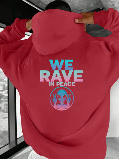 WE RAVE IN PEACE with Alien Men'S Casual Hoodies