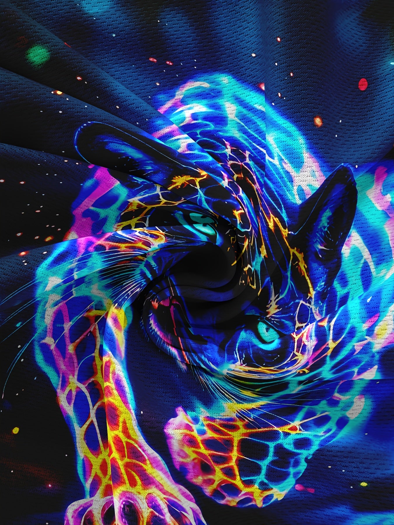 3D Neon Panther Print Men's Polyester T - Shirt, Short Sleeve, Cool Neon Animal Design, High - Quality 3D Printing, Comfortable Polyester, Stylish Casual Apparel, Distinctive Look, Must - Have Men's Fashion, Trendy Choice