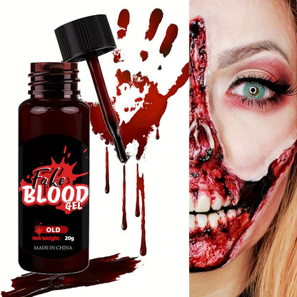 Washable Fake Blood Makeup with Brush - Perfect for Vampires, Zombies, Clowns & Cosplay - Realistic Clotted Blood Effect