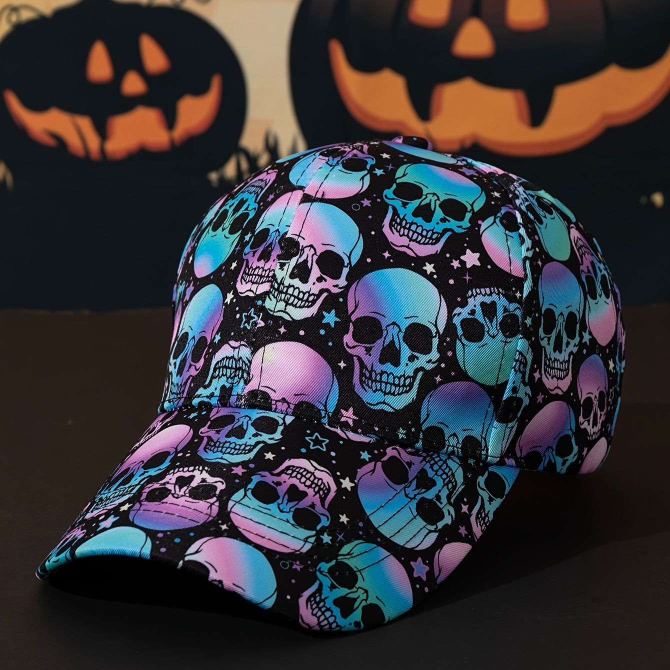 One Pumpkin Color, Black Contrast Color joyful Face, Embroidery Party Street Style Baseball Cap, Halloween Role Playing Wear, Men's and Women's Casual Dad Hat
