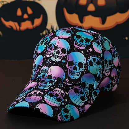 One Pumpkin Color, Black Contrast Color joyful Face, Embroidery Party Street Style Baseball Cap, Halloween Role Playing Wear, Men's and Women's Casual Dad Hat
