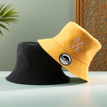 1pc Rave Print Bucket Hat - Double-Sided Wearable Sun Hat for Men & Women, Black with Colorful "Rave" Design, Lightweight Polyester, Perfect for Basketball, Camping & Casual Outings, Casual Headwear | Vibrant Print Hat | Dura