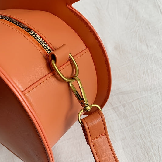 [Halloween Accessories] Halloween Pumpkin Crossbody Bag for Women - Large Capacity Synthetic Faux Leather Shoulder Purse with Adjustable Strap, Zipper Closure, and Festive Orange & Black Design, Halloween Accessories