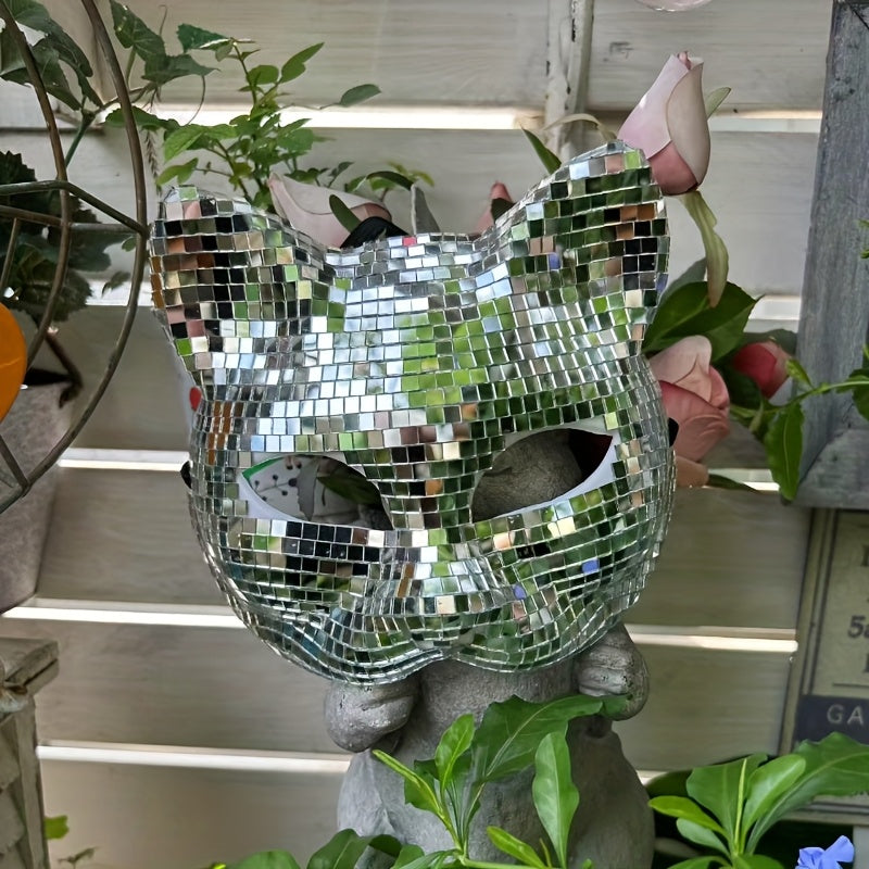 1 Cat Face Mask - Disco Reflective Mask - Elegant, Stylish Mosaic Mirror Mask - Shiny - Nightclub Costume Party Masquerade - Unisex Halloween Mask