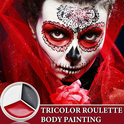 [Gentle] Professional Face & Body Paint Palette - Black, White, Red Oil-Based Cream for Halloween, Clowns, Zombies, Vampires - Easy Blend, Long-Lasting Adult Costume Makeup, Halloween Costumes