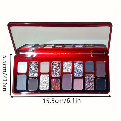 16-Color Gothic Scarlet Witch Makeup Eyeshadow Palette - Shimmering Pearlescent & Matte Finishes for Dramatic, Eye-Catching Looks with Vibrant Reds, Blues, and Metallic Shades, Perfect for Bold or Everyday Glam, Goth Makeup P