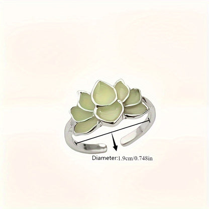 Glow-in-the-Dark for Lotus Flower Ring for Men & Women - Elegant Black & Blue Faux Design, Fashionable Accessory for Festivals, Festival Jewelry|Glamorous Accessory|Alloy Construction, for Lotus Flower Jewelry