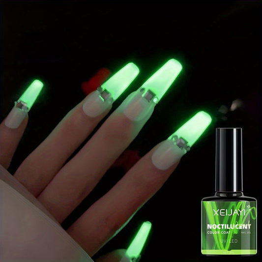 2024 Trendy Fluorescent Nail Polish Gel - XEIJAYI Noctilucent Color Coated, Glossy Finish, Round Shape, Alcohol-Free, Popular Social Media Hit, Glow in the Dark Nail Lacquer for Parties and Nightlife, Nail Art Supplie